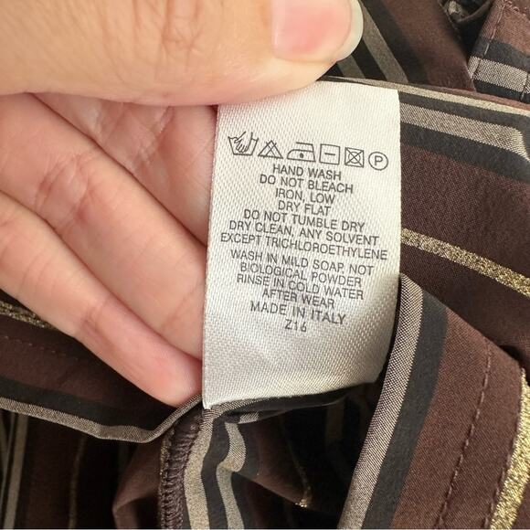 Vintage Burberry Wrap Skirt w/ Side Tie Chocolate Striped size L - Picture 8 of 12